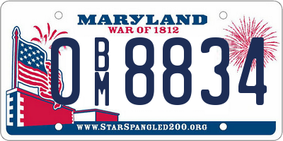 MD license plate 0BM8834