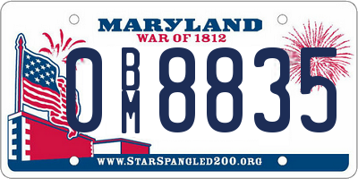 MD license plate 0BM8835
