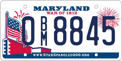 MD license plate 0BM8845