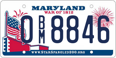 MD license plate 0BM8846