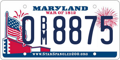 MD license plate 0BM8875