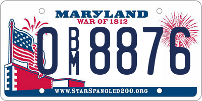 MD license plate 0BM8876