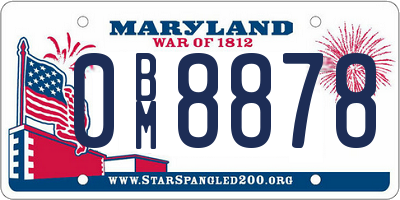 MD license plate 0BM8878