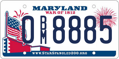 MD license plate 0BM8885