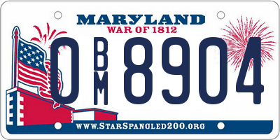 MD license plate 0BM8904