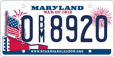 MD license plate 0BM8920