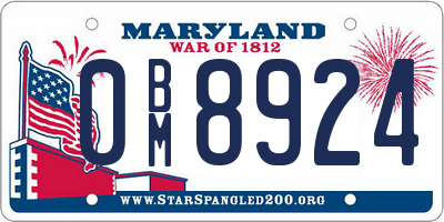 MD license plate 0BM8924