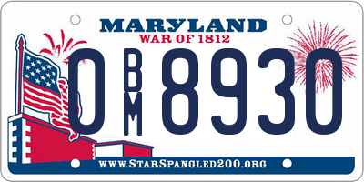 MD license plate 0BM8930