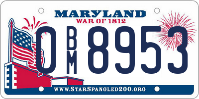 MD license plate 0BM8953