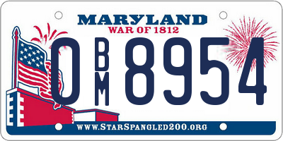 MD license plate 0BM8954