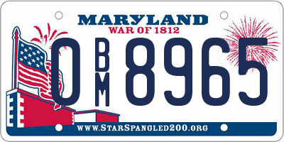 MD license plate 0BM8965