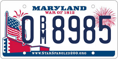 MD license plate 0BM8985