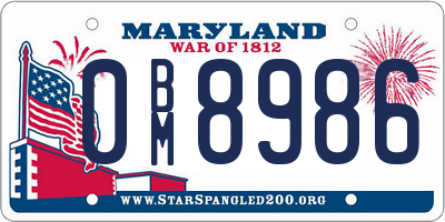 MD license plate 0BM8986
