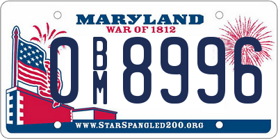 MD license plate 0BM8996