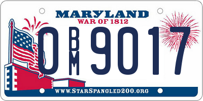 MD license plate 0BM9017