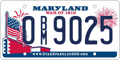 MD license plate 0BM9025