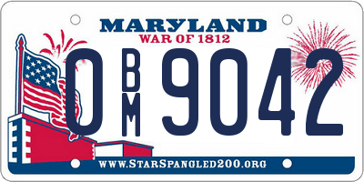 MD license plate 0BM9042