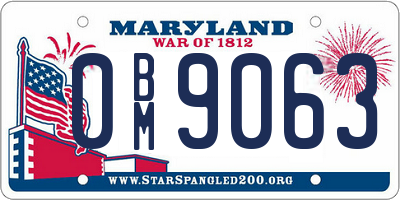 MD license plate 0BM9063