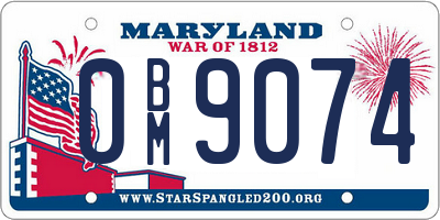 MD license plate 0BM9074