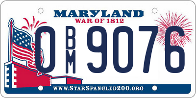 MD license plate 0BM9076