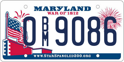 MD license plate 0BM9086