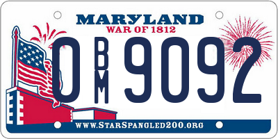 MD license plate 0BM9092