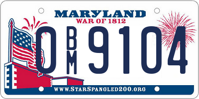 MD license plate 0BM9104