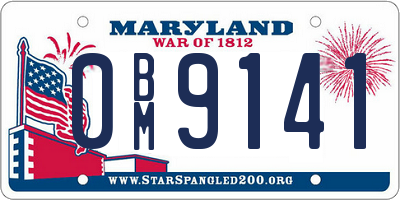MD license plate 0BM9141