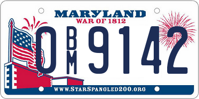 MD license plate 0BM9142