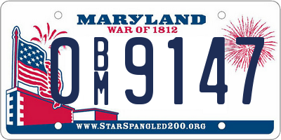 MD license plate 0BM9147