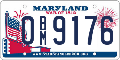 MD license plate 0BM9176