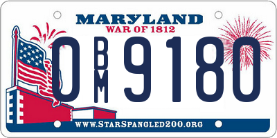 MD license plate 0BM9180