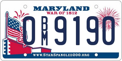 MD license plate 0BM9190