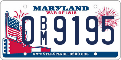 MD license plate 0BM9195