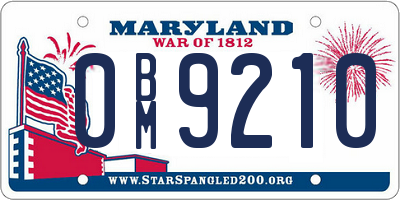 MD license plate 0BM9210