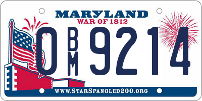 MD license plate 0BM9214