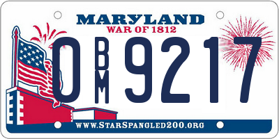 MD license plate 0BM9217
