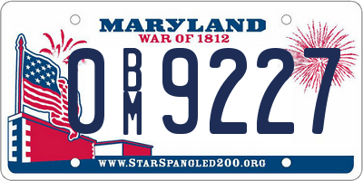 MD license plate 0BM9227