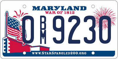 MD license plate 0BM9230