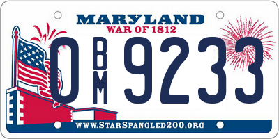 MD license plate 0BM9233