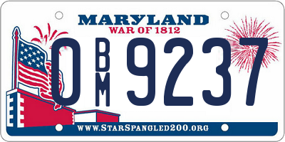 MD license plate 0BM9237