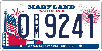 MD license plate 0BM9241