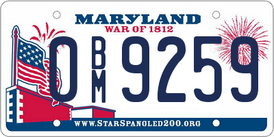 MD license plate 0BM9259