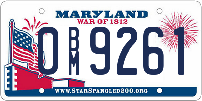 MD license plate 0BM9261
