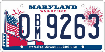 MD license plate 0BM9263