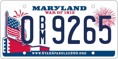 MD license plate 0BM9265