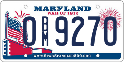 MD license plate 0BM9270