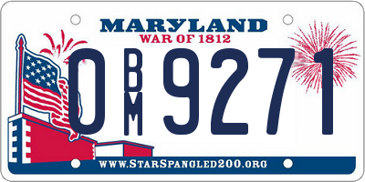 MD license plate 0BM9271