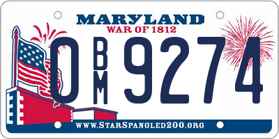 MD license plate 0BM9274