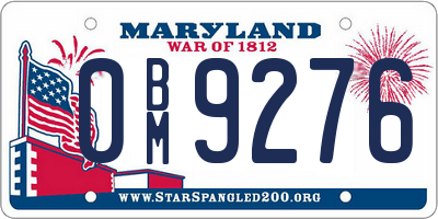 MD license plate 0BM9276
